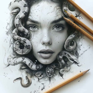 medusa tattoo design ideas Surrealism imaginative detailed scales for hip