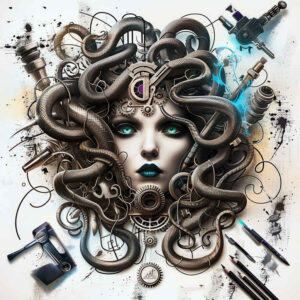 medusa tattoo design ideas solid fill fierce gaze shows perseverance