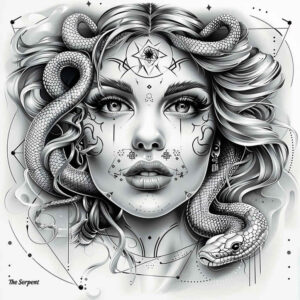 medusa tattoo design ideas Surrealism visionary intense eyes for back