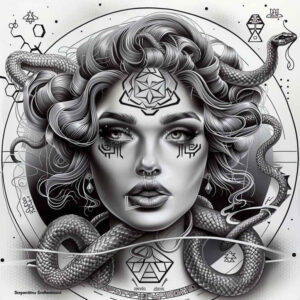 medusa tattoo design ideas Surrealism fluid forms mythological embodying perseverance
