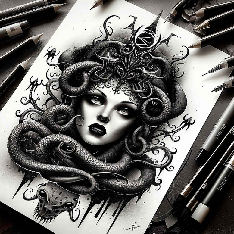 medusa tattoo design ideas macro mythological for hand