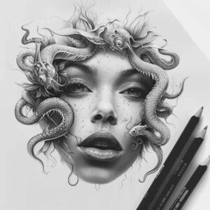 medusa tattoo design ideas illustrative style protective for upper shoulder