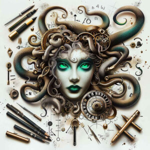 medusa tattoo design ideas Surrealism altered reality serpentine hair for calf