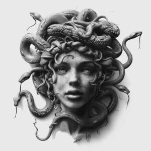 medusa tattoo design ideas ambiguous space shadow play represents strength