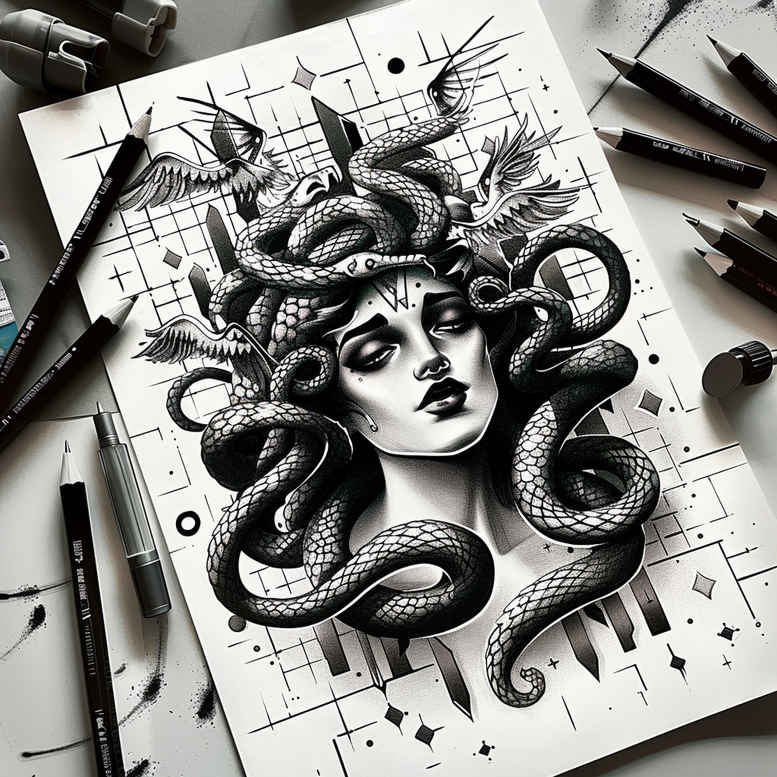 medusa tattoo design ideas contoured forms sharp eyes perseverance and power