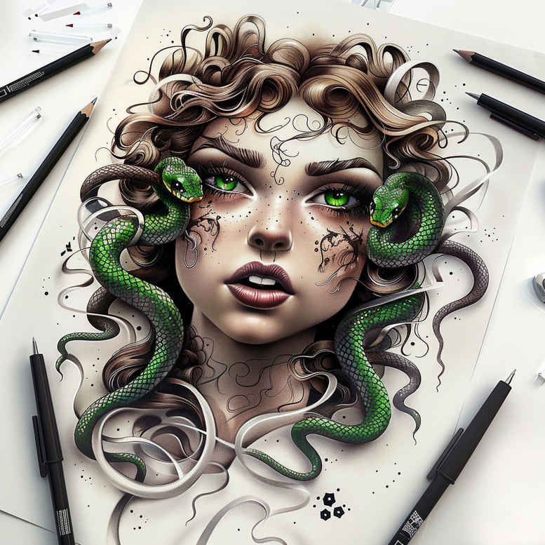 medusa tattoo design ideas ornamental supernatural for spine
