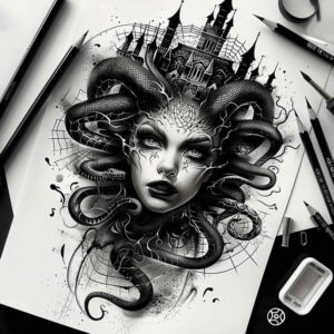 medusa tattoo design ideas metallic symbolic protection symbolising perseverance
