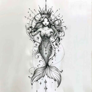 mermaid-traditional-tattoo-realism-true-to-life-for-upper-arm – tattoo design ideas free ai generated – Gallery: mermaids-inkby-ai