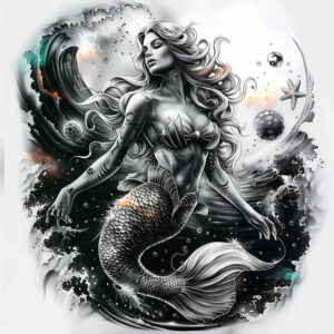 mermaid-3d-tattoo – tattoo design ideas free ai generated – neotraditional-smooth-gradients – for-palm – Gallery: mermaids-inkby-ai