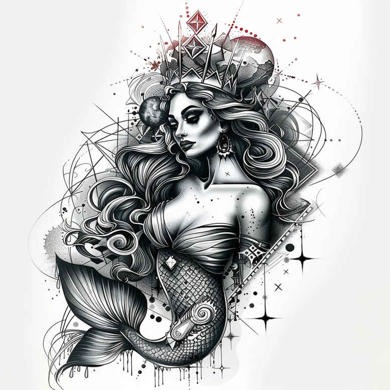 mermaid-charm-tattoo – tattoo design ideas free ai generated – realism-natural-blush – for-arm – Gallery: mermaids-inkby-ai
