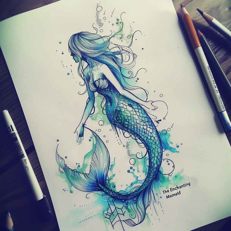 mermaid-symbolic-tattoo-surrealism-mysterious-for-back-of-neck – tattoo design ideas free ai generated – Gallery: mermaids-inkby-ai