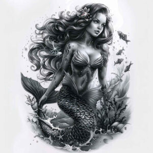 mermaid-geometric-tattoo-neotraditional-contoured-forms-for-back – tattoo design ideas free ai generated – Gallery: mermaids-inkby-ai