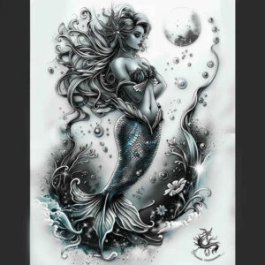 sea-mermaid-realism-light-play-for-back-of-neck – tattoo design ideas free ai generated – Gallery: mermaids-inkby-ai