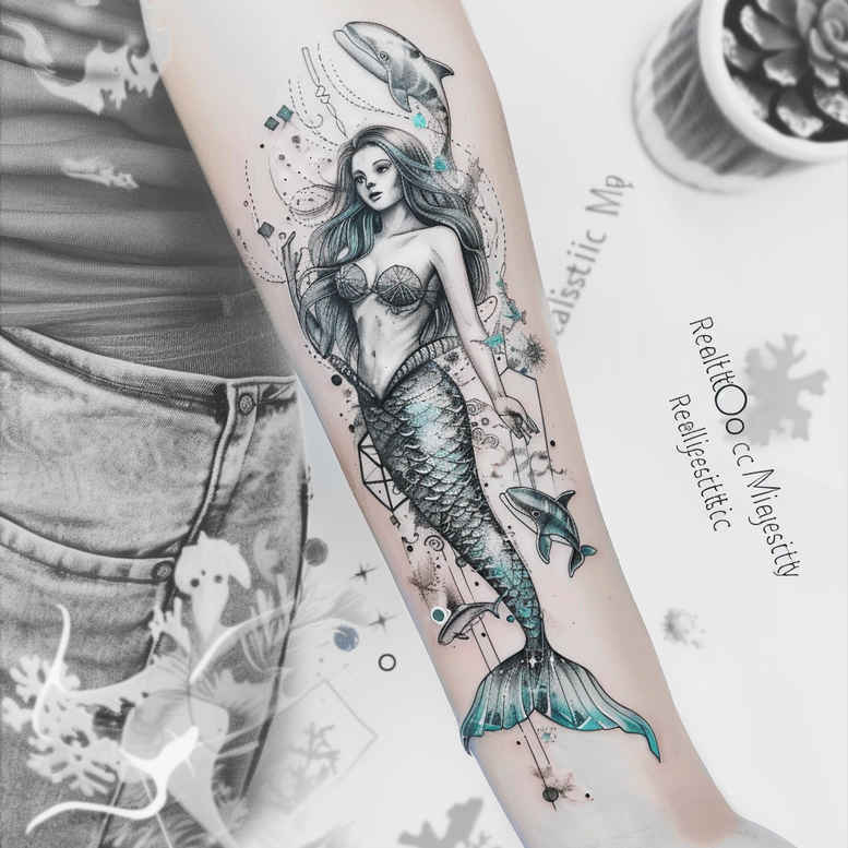 for-women-neotraditional-classic-motifs-for-lower-leg – tattoo design ideas free ai generated – Gallery: mermaids-inkby-ai
