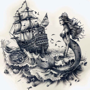 fine-line-mermaid-realism-dynamic-shadows-for-outer-arm – tattoo design ideas free ai generated – Gallery: mermaids-inkby-ai