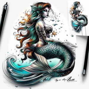 mermaid-mythical-tattoo-realism-light-play-for-neck – tattoo design ideas free ai generated – Gallery: mermaids-inkby-ai