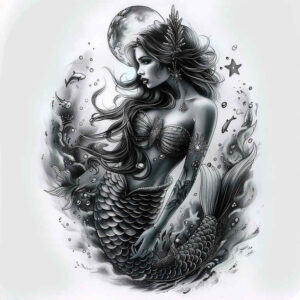 mermaid-with-wavy-lines-neotraditional-subtle-tone-for-abdomen – tattoo design ideas free ai generated – Gallery: mermaids-inkby-ai