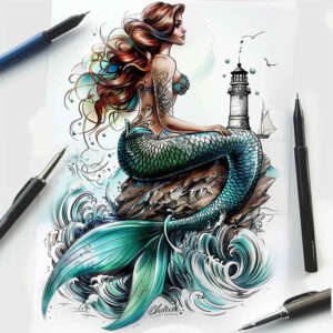 mermaid-mythical-tattoo-surrealism-unreal-for-fingers – tattoo design ideas free ai generated – Gallery: mermaids-inkby-ai