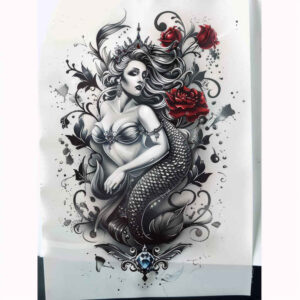 mermaid-spiritual-tattoo – tattoo design ideas free ai generated – surrealism-otherworldly – for-spine – Gallery: mermaids-inkby-ai