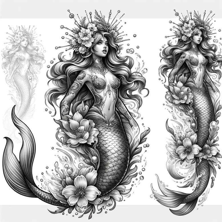 mermaid-with-details-realism-dimensional-ink-for-upper-chest – tattoo design ideas free ai generated – Gallery: mermaids-inkby-ai