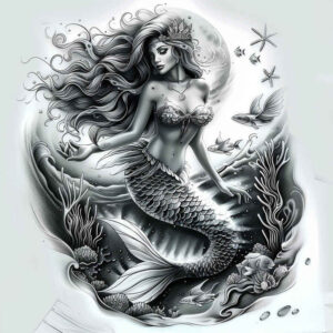 mermaid-tattoo – tattoo design ideas free ai generated – realism-hyper-realistic – for-ankle – Gallery: mermaids-inkby-ai