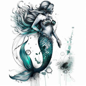 mermaid-with-tail-neotraditional-bold-outline-for-wrist-side – tattoo design ideas free ai generated – Gallery: mermaids-inkby-ai