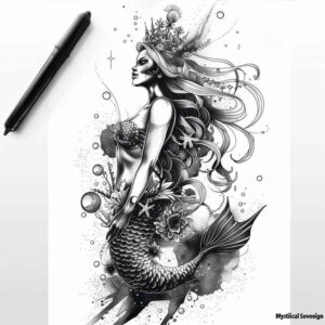 mermaid-tattoo-art-surrealism-esoteric-for-lower-thigh – tattoo design ideas free ai generated – Gallery: mermaids-inkby-ai