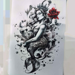 mermaid-with-water-neotraditional-artful-color-for-lower-back – tattoo design ideas free ai generated – Gallery: mermaids-inkby-ai