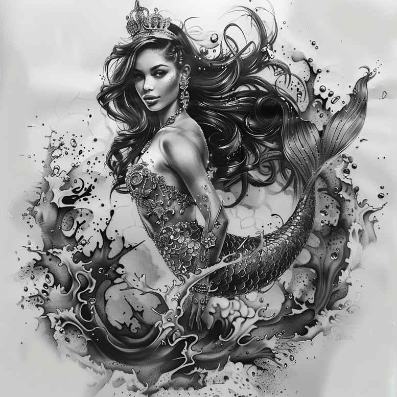 mermaid-with-flowers-realism-depth-realism-for-knee – tattoo design ideas free ai generated – Gallery: mermaids-inkby-ai