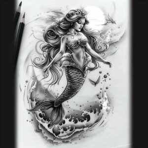 mermaid-guardian-tattoo-for-men-neotraditional-subtle-tone-for-thigh – tattoo design ideas free ai generated – Gallery: mermaids-inkby-ai