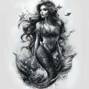 mermaid-ocean-tattoo-neotraditional-enhanced-shading-for-chest – tattoo design ideas free ai generated – Gallery: mermaids-inkby-ai