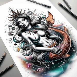 mystical-mermaid – tattoo design ideas free ai generated – realism-perfect-proportions – for-hand – Gallery: mermaids-inkby-ai