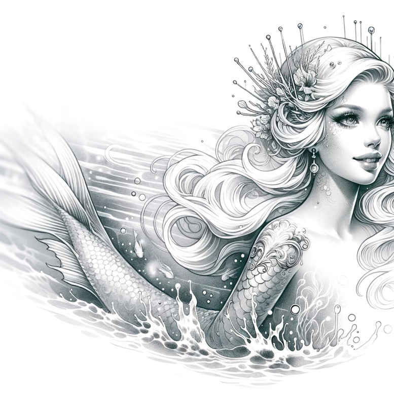 mermaids tattoo design ideas solid fill aquatic life for foot
