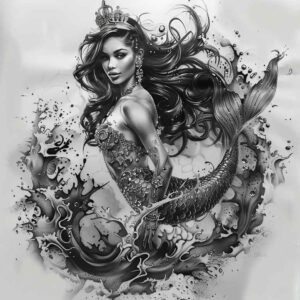 mermaids tattoo design ideas strong contrast detailed anatomy for knee