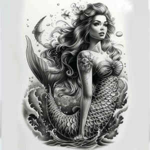 mermaids tattoo design ideas clean fill fantasy art perseverance and power