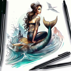 mermaids tattoo design ideas rich shading fantasy for shoulder blade