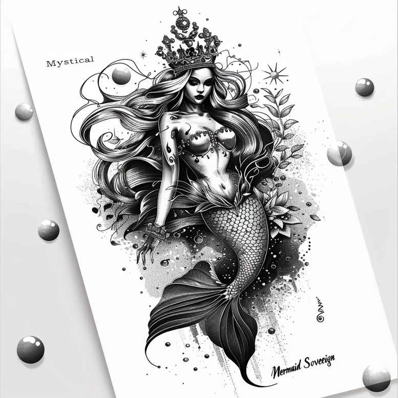 mermaids tattoo design ideas Realism refined lines fantasy motif for ankle