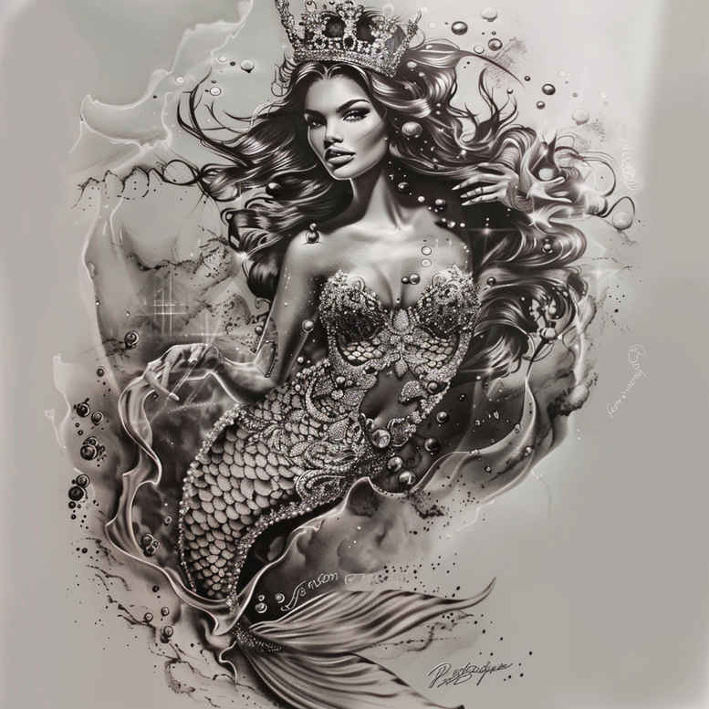 mermaids tattoo design ideas Surrealism subconscious themes flowing fins symbol of courage