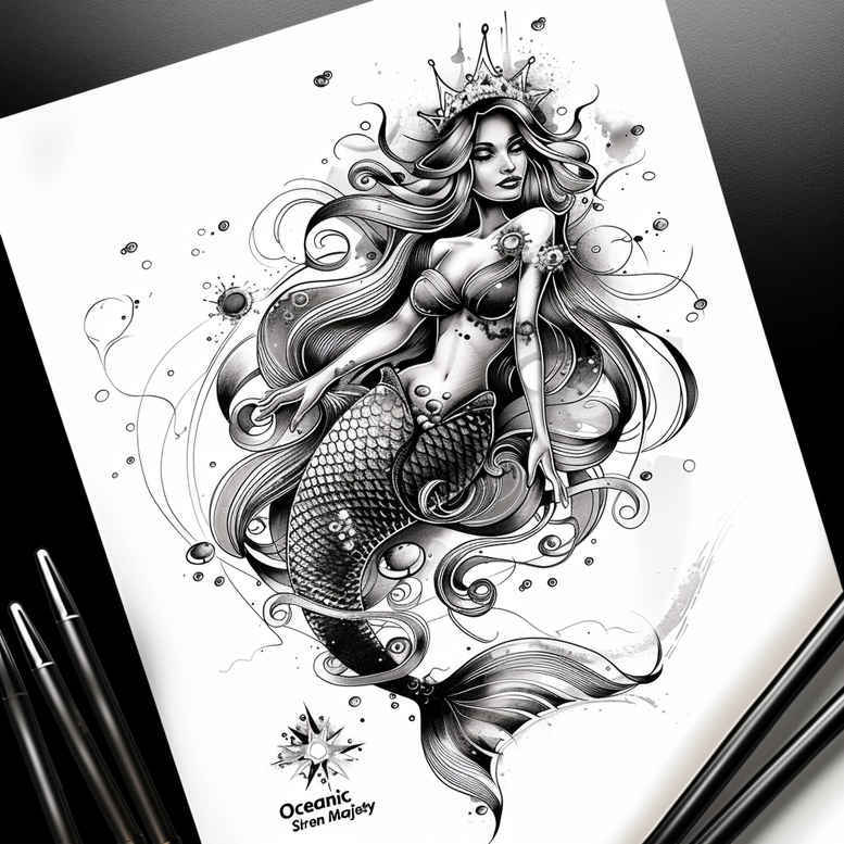 mermaids tattoo design ideas Surrealism enigmatic light magical symbol of determination