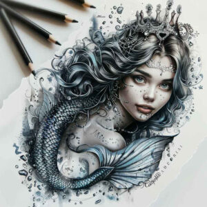 mermaids tattoo design ideas Realism clean background magical water for sternum