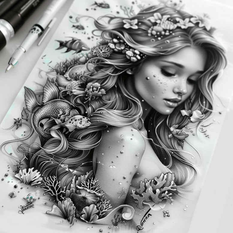 mermaids tattoo design ideas abstract mythical beauty for upper back