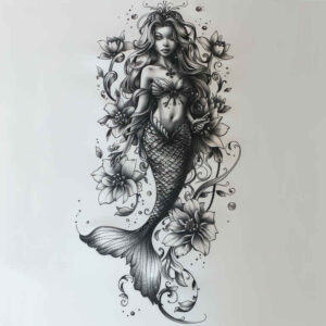 mermaids tattoo design ideas expressive color naturalistic for lower thigh