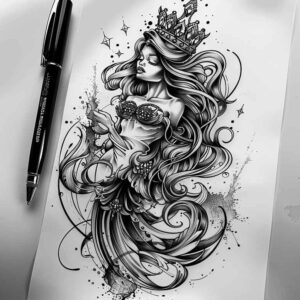 mermaids tattoo design ideas moody sea creature determination and power