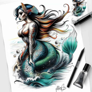 mermaids tattoo design ideas Realism visual truth shimmering for upper shoulder