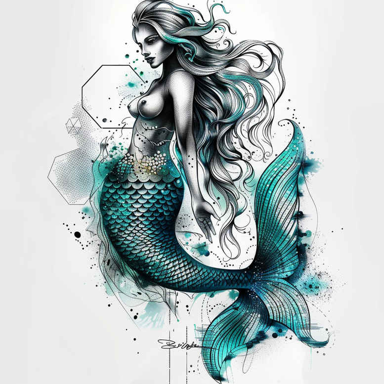 mermaids tattoo design ideas expressive lines soft gradients for ankle