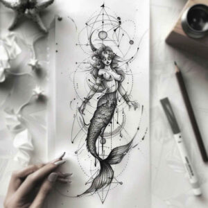 mermaids tattoo design ideas Realism light play soft light determination and power