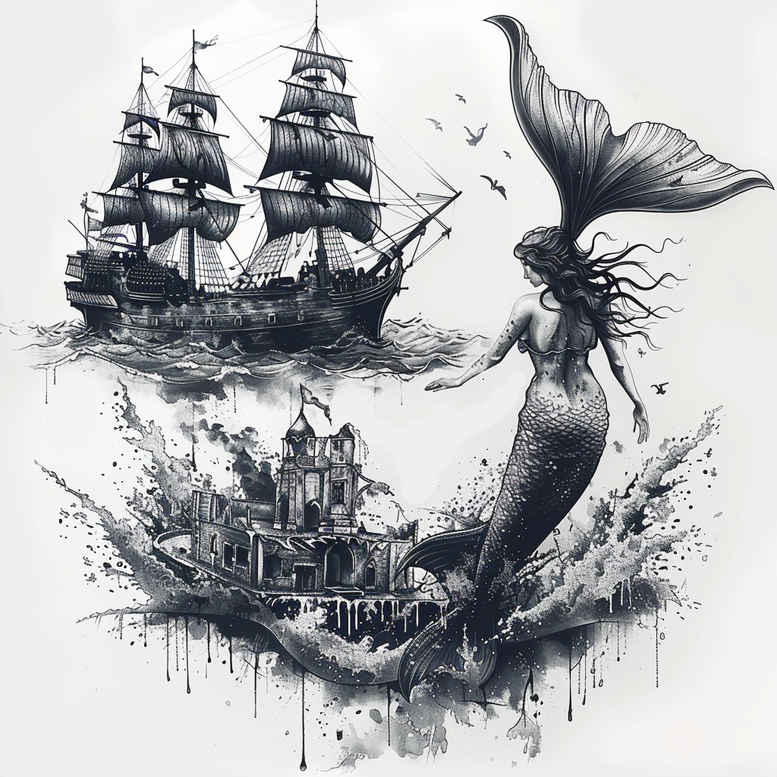 mermaids tattoo design ideas textural detail underwater meaning resilience