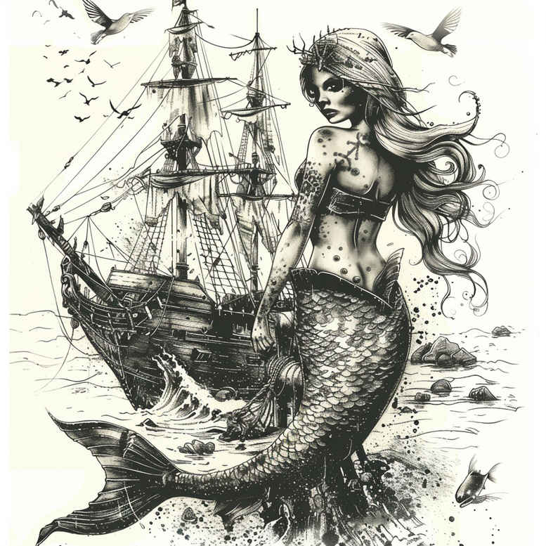mermaids tattoo design ideas Surrealism juxtaposition underwater represents determination