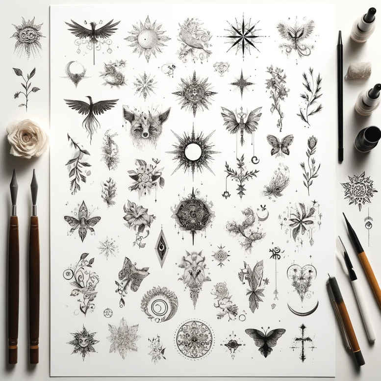 basic – tattoo design ideas free ai generated – inward-focus – for-shoulder-blade – Gallery: minimalistic-inkby-ai