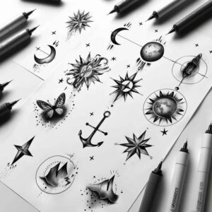 compact – tattoo design ideas free ai generated – chakra – for-biceps – Gallery: minimalistic-inkby-ai